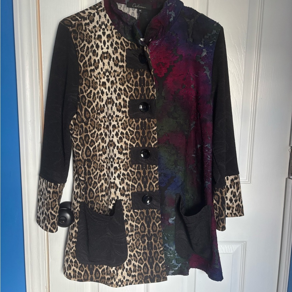 CALE Women's Leopard and Multicolor Blazer